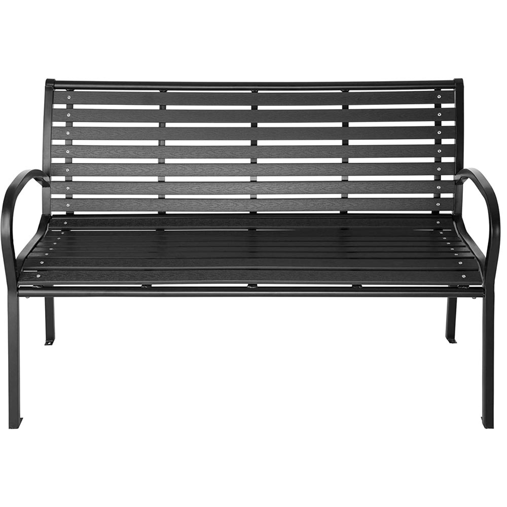 Panchina Giardino Polywood Struttura in Acciaio Nero 126x81x62 - Arredo Esterno 4