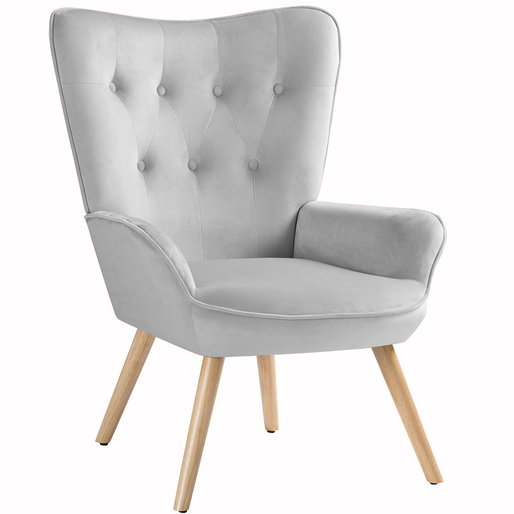 Poltrona da Salotto in Velluto Grigio con Poggiapiedi Moderno - La Dea Sedia 4