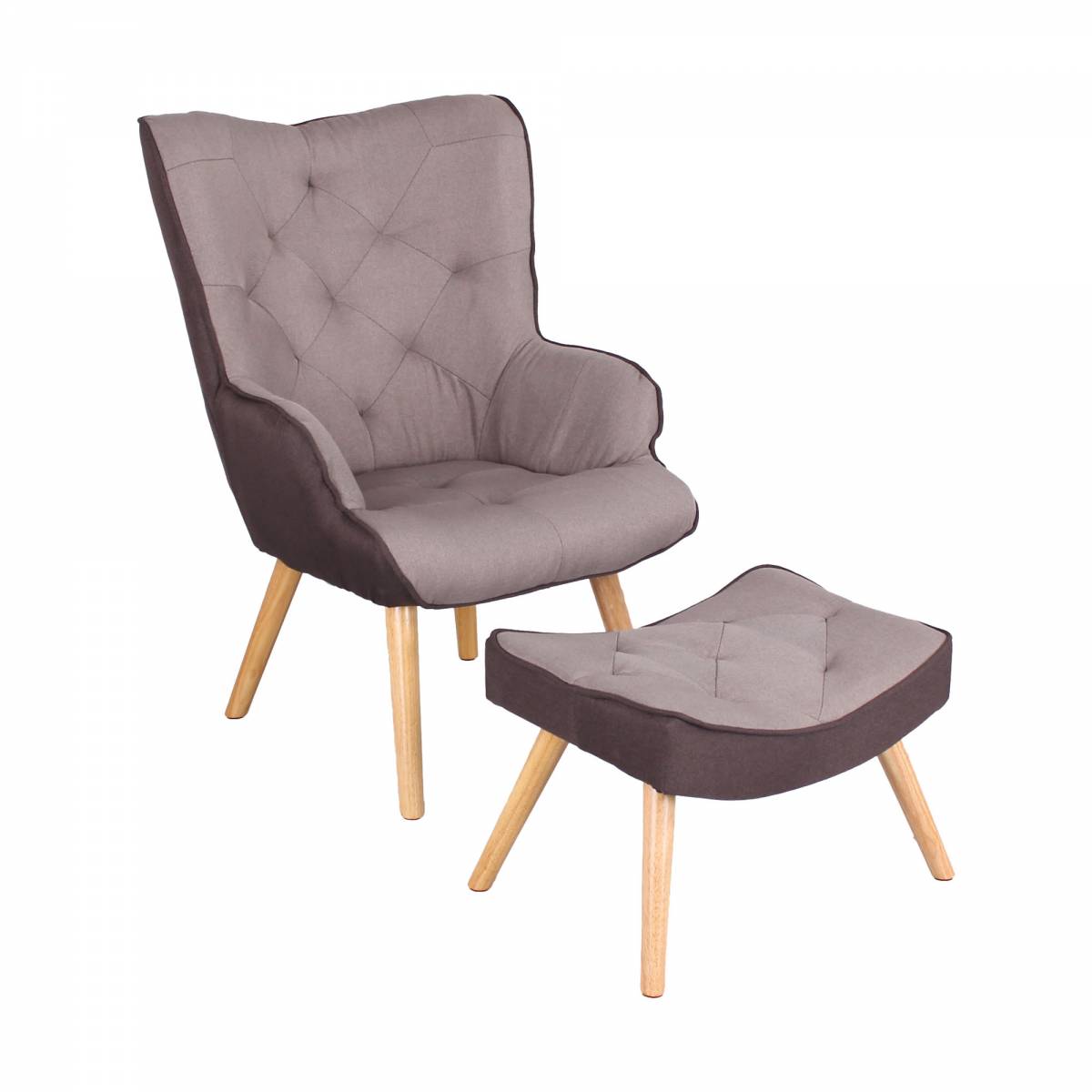 Poltrona in tessuto modello Glaciale colore Tortora (con poggiapiedi) 4