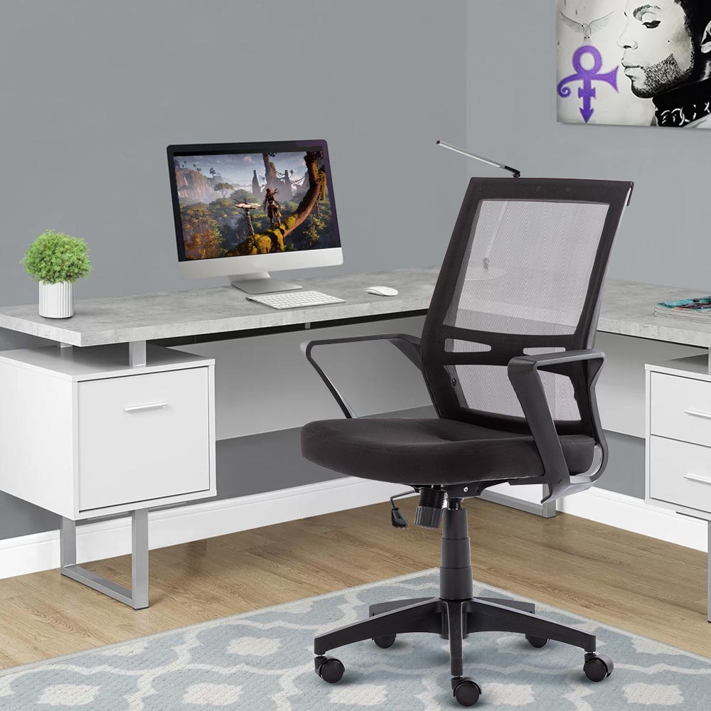 Poltrona Sedia Presidenziale da Ufficio Direzionale Girevole Traspirante Nero 6