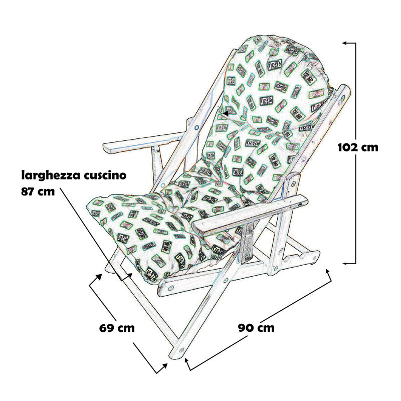 Poltrona Reclinabile Diana in Legno - 3 Posizioni Relax Design Italiano