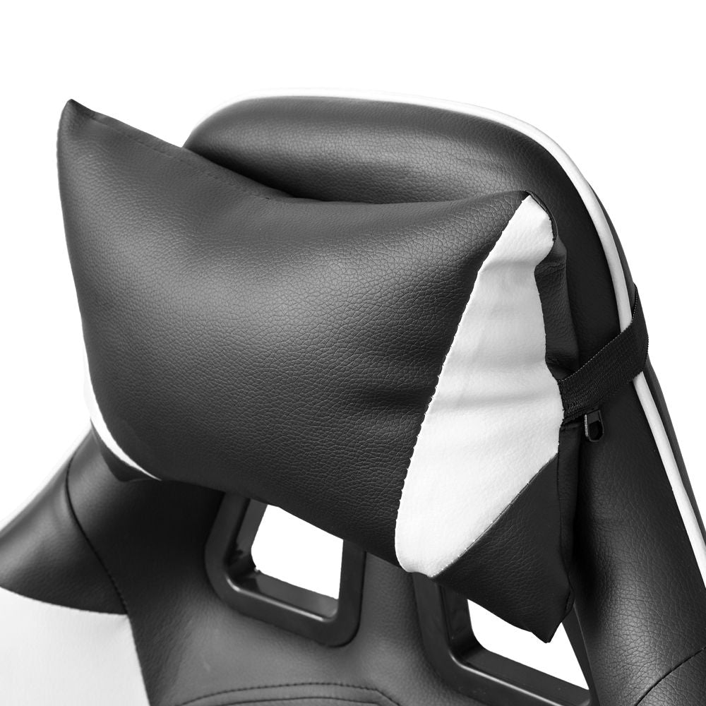 Poltrona Sedia Gaming girevole reclinabile ufficio suplombare poggiatesta Bianco 8