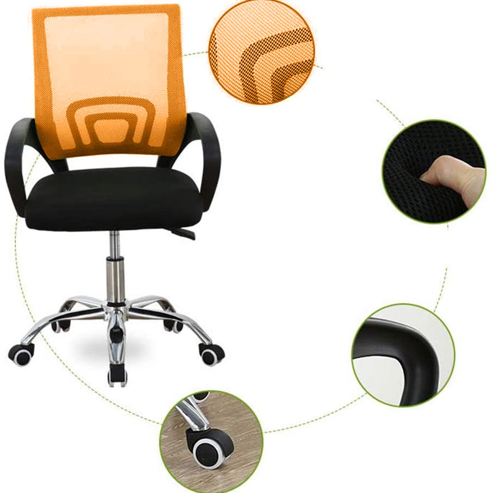 Poltrona Sedia Presidenziale da Ufficio Direzionale Girevole Traspirante Arancio 3