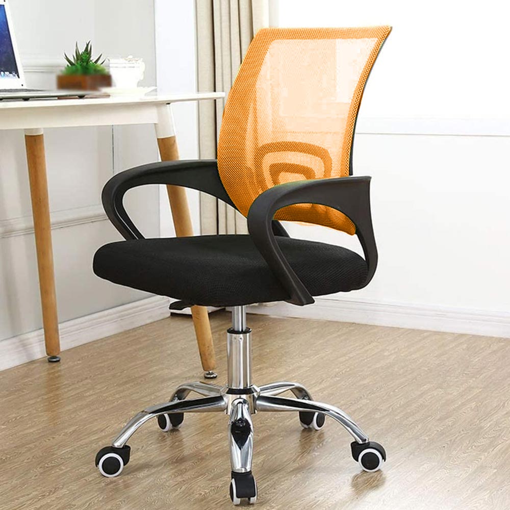 Poltrona Sedia Presidenziale da Ufficio Direzionale Girevole Traspirante Arancio 4