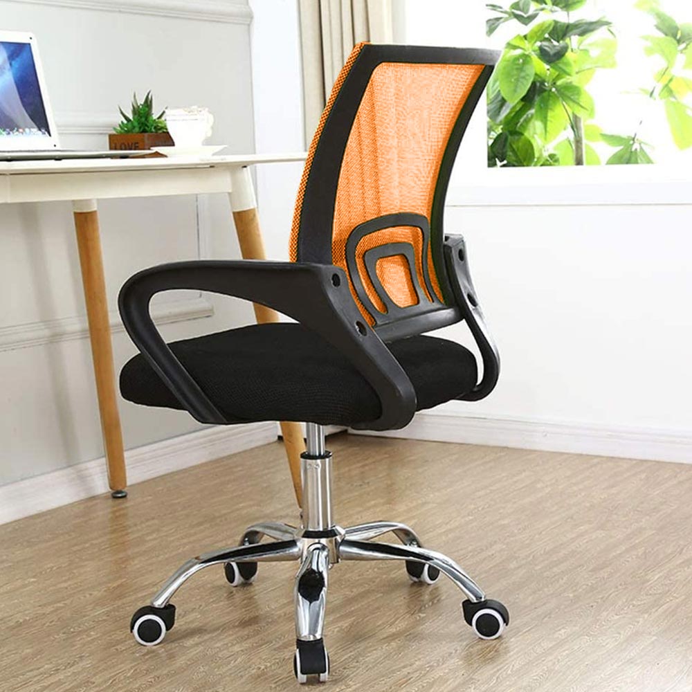 Poltrona Sedia Presidenziale da Ufficio Direzionale Girevole Traspirante Arancio 2