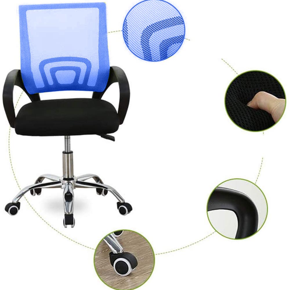 Poltrona Sedia Presidenziale da Ufficio Direzionale Girevole Traspirante Blu 4