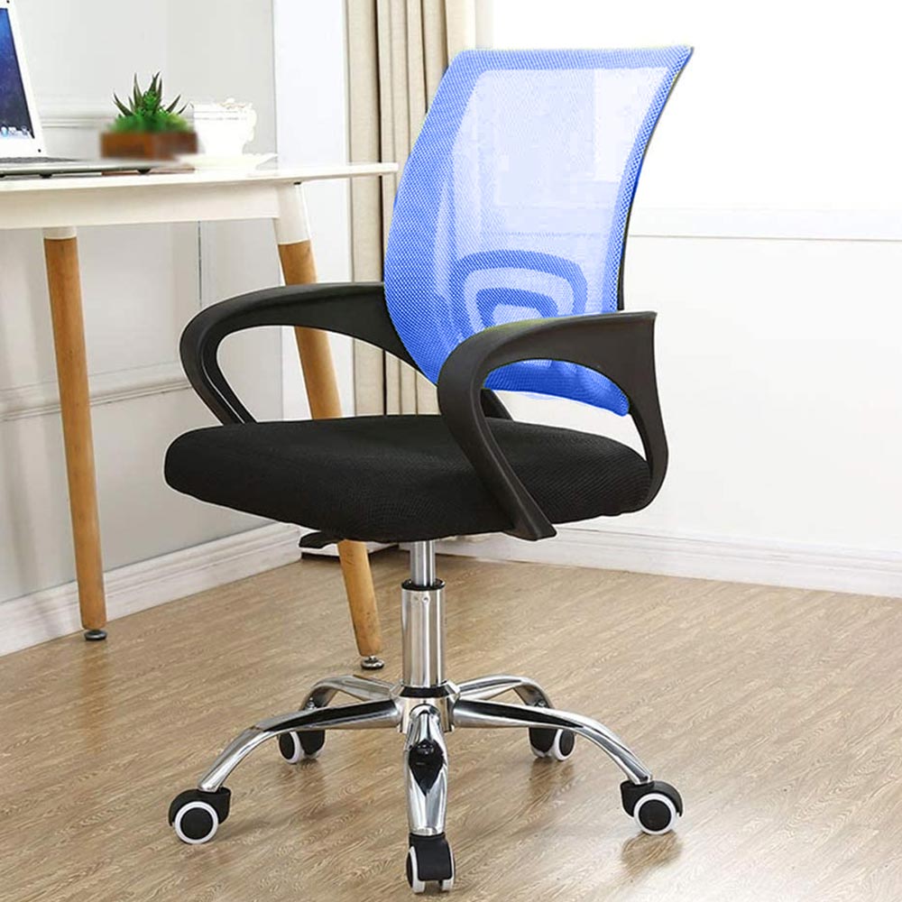 Poltrona Sedia Presidenziale da Ufficio Direzionale Girevole Traspirante Blu 3