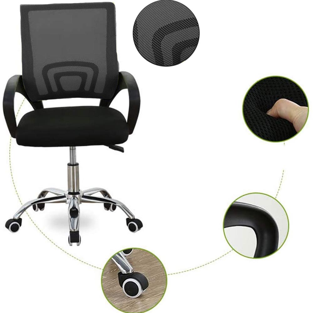 Poltrona Sedia Presidenziale da Ufficio Direzionale Girevole Traspirante Nero 9