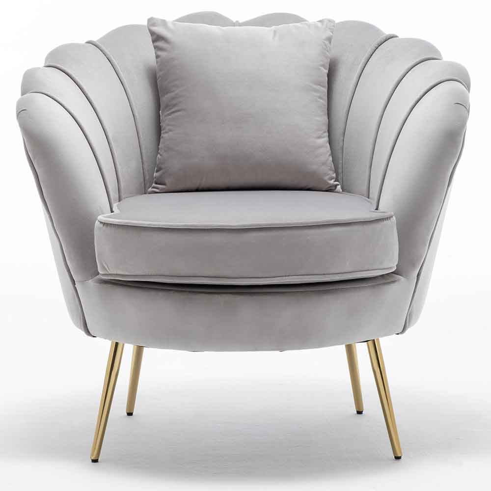 Poltrona Sedia Relax Grigia Tessuto Velluto e Metallo Imbottita - La Dea Sedia