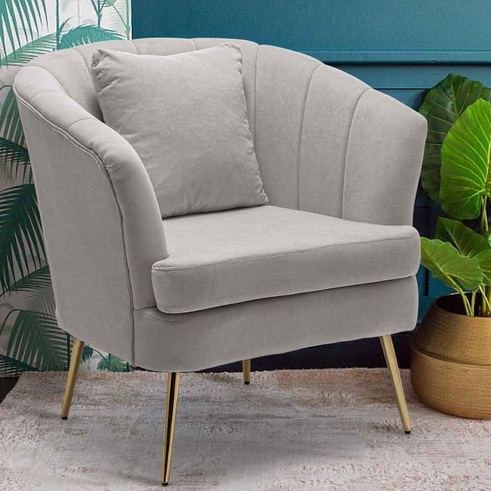 Poltrona Relax Tessuto e Metallo Imbottita Grigio Oro - La Dea Sedia 4