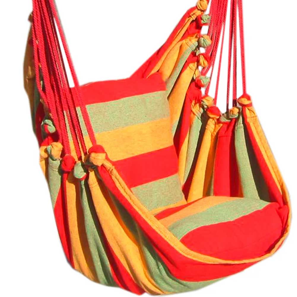 Poltrona Sospesa Giardino Sedia Dondolo Pensile Amaca Campeggio Cuscini Rosso 3