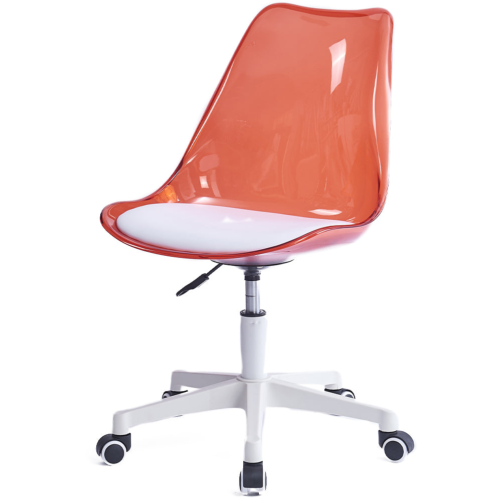 Sedia da Scrivania con ruote e Schienale trasparente Rosso Poltrona da Ufficio 4