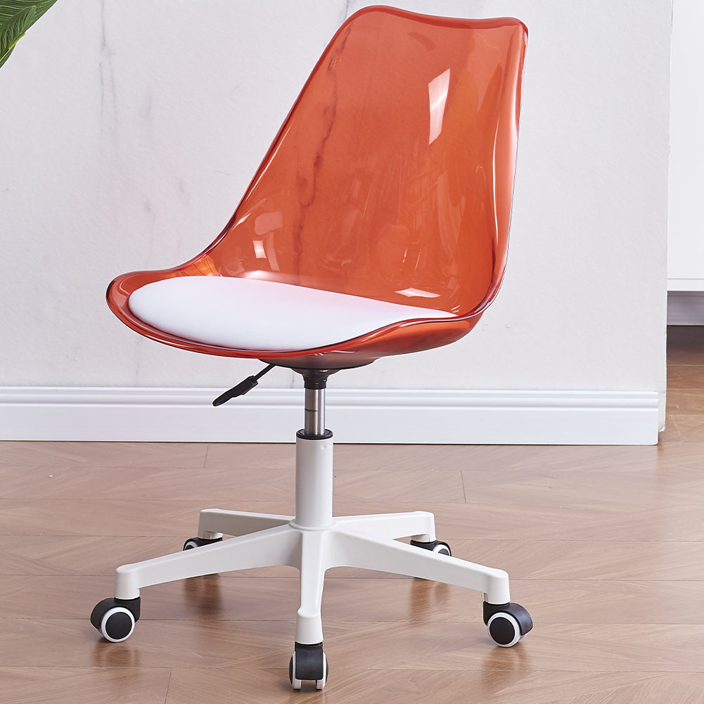 Sedia da Scrivania con ruote e Schienale trasparente Rosso Poltrona da Ufficio 3