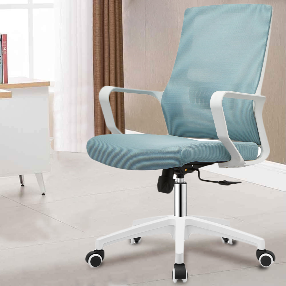 Sedia da Ufficio Blu con Struttura Bianca Poltrona da Scrivania Studio Cameretta 5