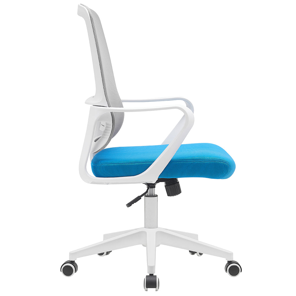 Sedia da Ufficio Blu e Grigio Poltrona da Scrivania Girevole Regolabile 98-108cm 4