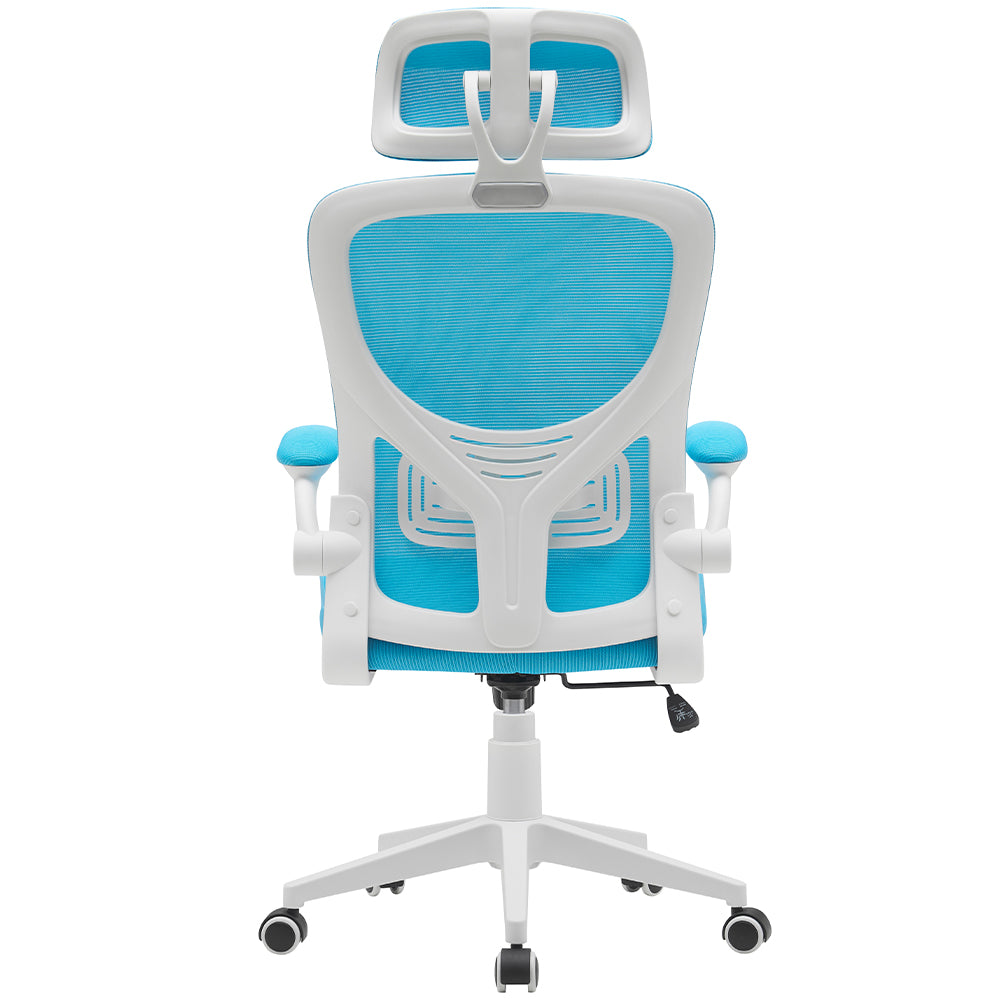 Sedia da Ufficio con Tessuto Traspirante Azzurro Poltrona da Scrivania Girevole 4