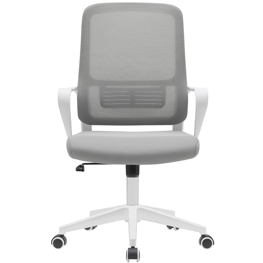 Sedia da Ufficio Grigio e Bianco Poltrona Scrivania Girevole Regolabile 98-108cm 3