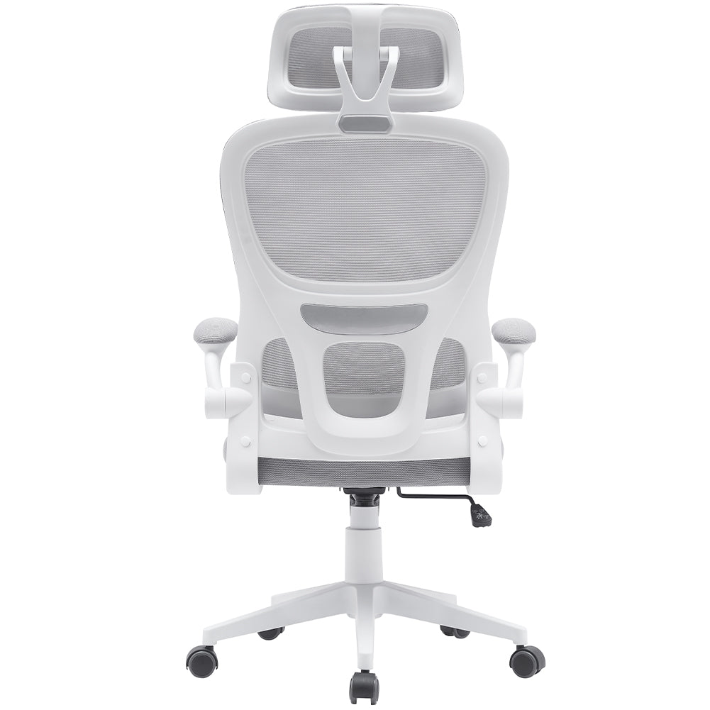 Sedia da Ufficio in Tessuto Antisudore Grigio Chiaro e Bianco Poltrona Scrivania 4