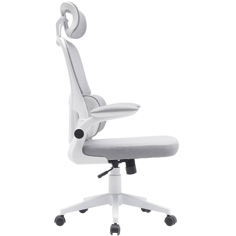 Sedia da Ufficio in Tessuto Antisudore Grigio Chiaro e Bianco Poltrona Scrivania 5