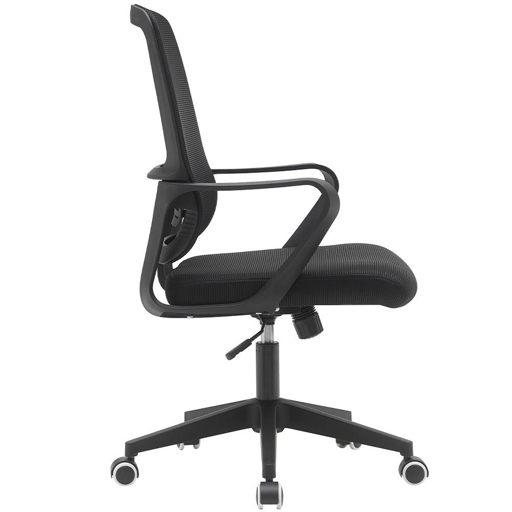 Sedia da Ufficio Nero Poltrona da Scrivania Girevole Altezza Regolabile 98-108cm 4