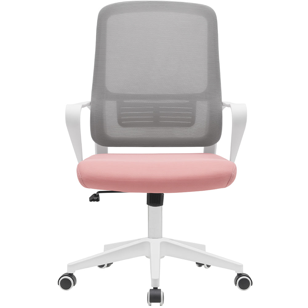 Sedia da Ufficio Rosa e Grigio Poltrona Scrivania Girevole Regolabile 98-108 cm 3