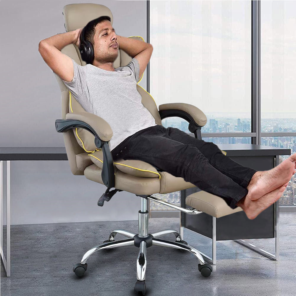 Sedia Gaming da Ufficio e Cameretta Cachi Poltrona da Scrivania con Poggiapiedi 4