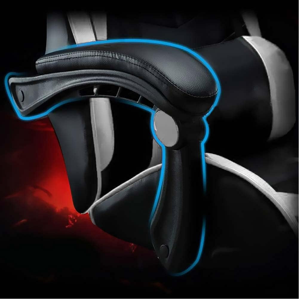 Sedia Gaming Nero e Bianco con Cuscino Poggiatesta Lombare Poltrona da Scrivania 5