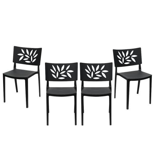 Set 4 sedie Sorrento nere in polipropilene impilabili