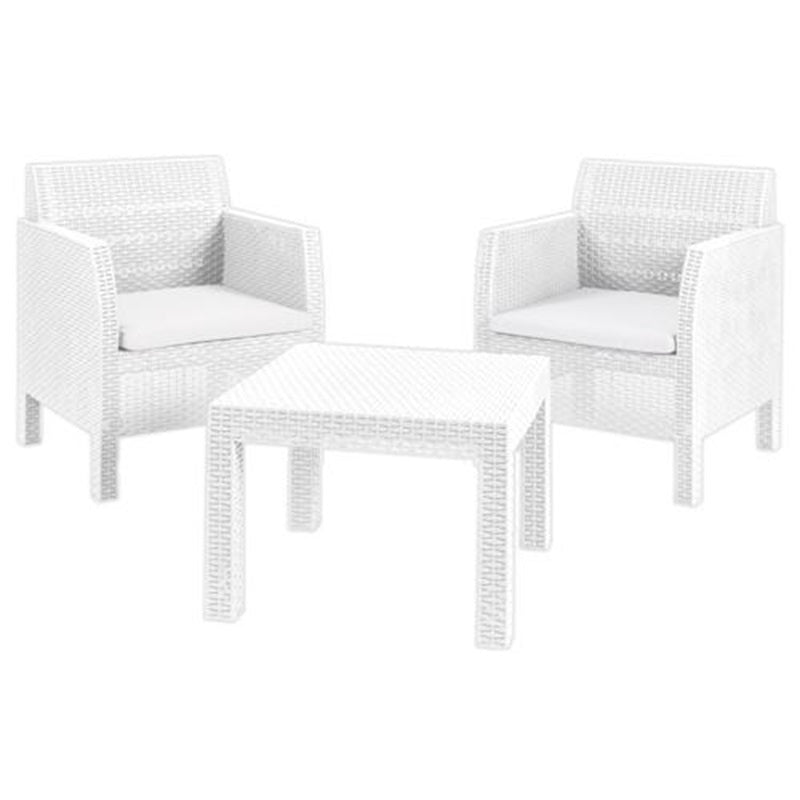 Set Rattan Matilde Bianco Tavolo e Poltrone - Arredo Giardino