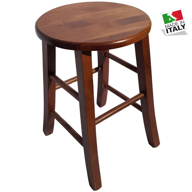 Sgabello Tondo Seduta Massello 47 Noce